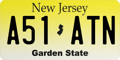 NJ license plate A51ATN
