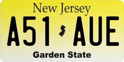 NJ license plate A51AUE