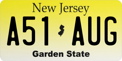 NJ license plate A51AUG