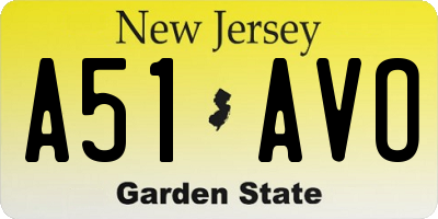 NJ license plate A51AVO