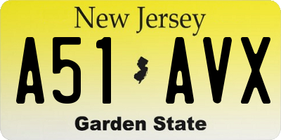 NJ license plate A51AVX