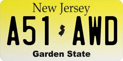 NJ license plate A51AWD