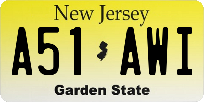 NJ license plate A51AWI