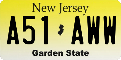 NJ license plate A51AWW