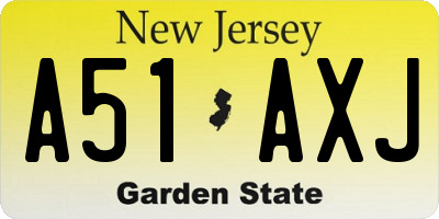 NJ license plate A51AXJ