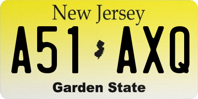 NJ license plate A51AXQ