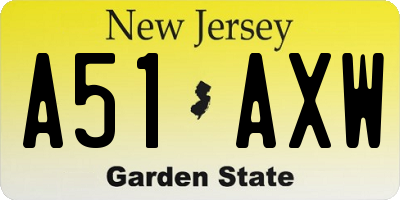 NJ license plate A51AXW
