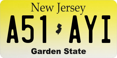 NJ license plate A51AYI