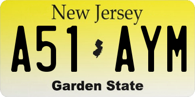 NJ license plate A51AYM