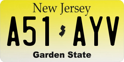 NJ license plate A51AYV