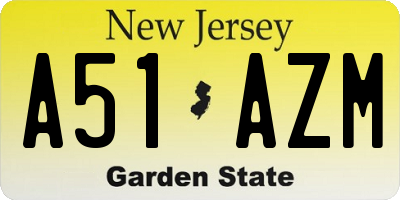 NJ license plate A51AZM