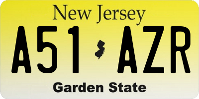 NJ license plate A51AZR