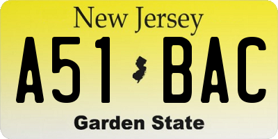NJ license plate A51BAC
