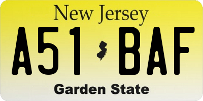 NJ license plate A51BAF