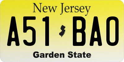 NJ license plate A51BAO
