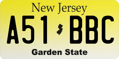 NJ license plate A51BBC