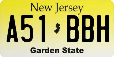 NJ license plate A51BBH