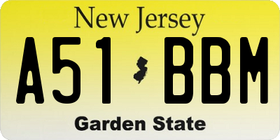 NJ license plate A51BBM