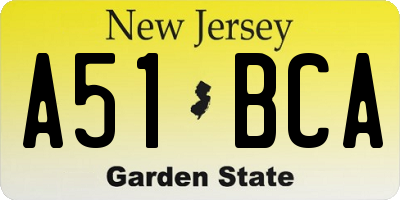 NJ license plate A51BCA