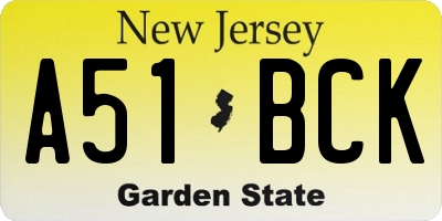 NJ license plate A51BCK
