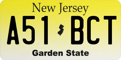 NJ license plate A51BCT