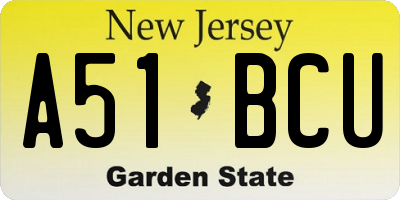 NJ license plate A51BCU