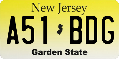 NJ license plate A51BDG