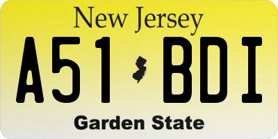 NJ license plate A51BDI