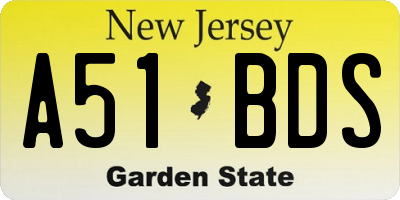 NJ license plate A51BDS