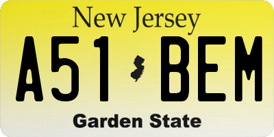 NJ license plate A51BEM