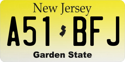 NJ license plate A51BFJ