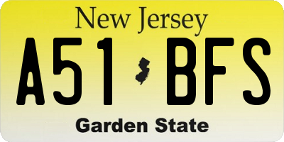 NJ license plate A51BFS