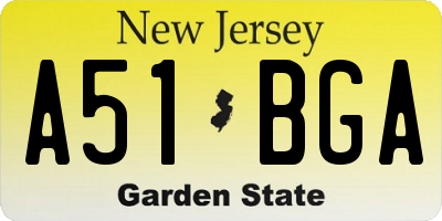 NJ license plate A51BGA