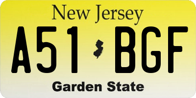 NJ license plate A51BGF