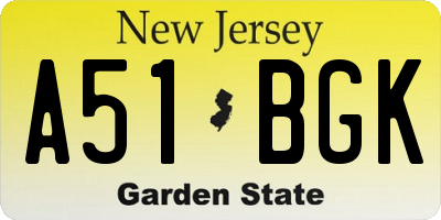 NJ license plate A51BGK