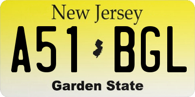 NJ license plate A51BGL