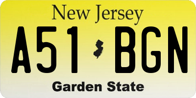 NJ license plate A51BGN