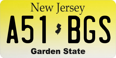NJ license plate A51BGS