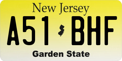NJ license plate A51BHF