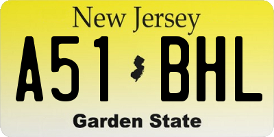 NJ license plate A51BHL