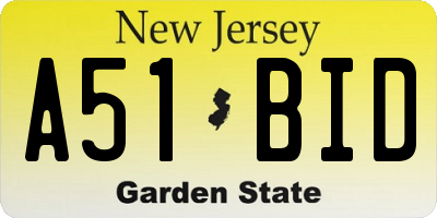 NJ license plate A51BID