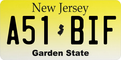 NJ license plate A51BIF