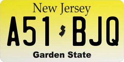 NJ license plate A51BJQ
