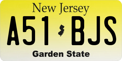 NJ license plate A51BJS