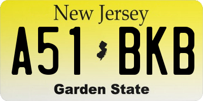 NJ license plate A51BKB