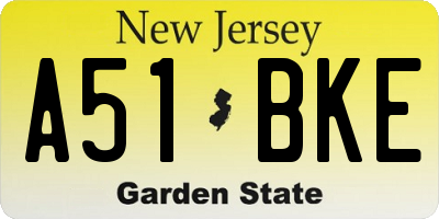 NJ license plate A51BKE