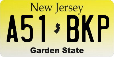 NJ license plate A51BKP