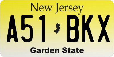 NJ license plate A51BKX
