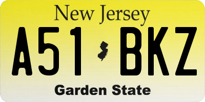 NJ license plate A51BKZ