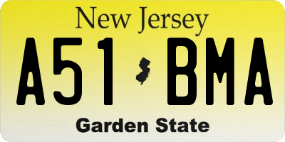 NJ license plate A51BMA